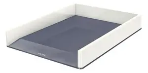Desk letter tray LEITZ Letter Tray WOW Dual Colour — A4 plastic document tray, 267×336×49 mm, metallic/white