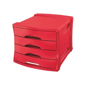 Esselte Vivida 4-drawer Drawer Cabinet Red Plastic