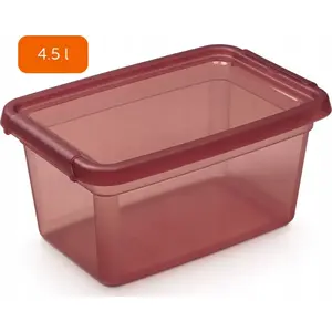 Uzglabāšanas trauks Moxom BaseStore Color 4,5 l, rabarbera caurspīdīgi rozā