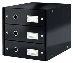Drawer cabinet LEITZ Click & Store WOW, 3 drawers, black cardboard, 286×358×282 mm