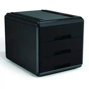 Galds atvilktņu organizators Arda 19P3PNN — 3 atvilktnes, polipropilēns/polistirols, 177×255×165 mm, antracīts/melns