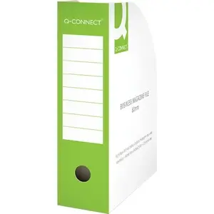 Document Box Q-Connect KF15845, cardboard open file container, A4, 80 mm spine, green