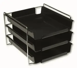 Desk tray/organizer Bantex 100400407 — Chrome & Polystyrene, 295×360×310 mm, Black