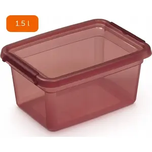 Uzglabāšanas trauks Moxom BaseStore Color 1,5 l, rabarbers caurspīdīgi rozā