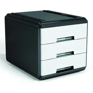 Rakstāmgalda atvilktne Arda 19P3PNB — 3 atvilktnes, PP un polistirols, 177×255×165 mm, antracīts/balts