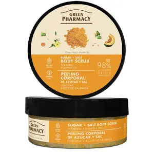 Body sugar-salt peeling Green Pharmacy — turmeric & pumpkin seed oil, 200 ml