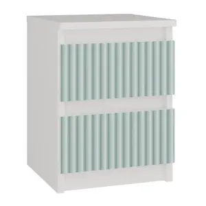 Прикроватная тумба Top e Shop M2 FR MINT с 2 ящиками, мятный и белый