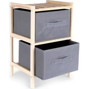 Wooden Cabinet Vilde 46 cm with Two Drawers, Grey