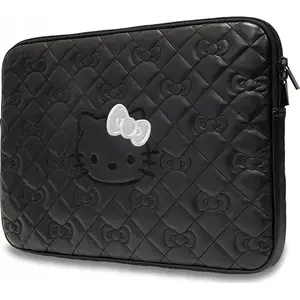 Sleeve bag Sourcing Hello Kitty HKCSZPEKHBPK for 14" laptops, black PU quilted with zip and bow pattern