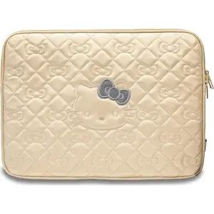 Laptop sleeve Sourcing Hello Kitty HKCSZPEKHBPD 14" gold quilted PU with zipper and bow detail