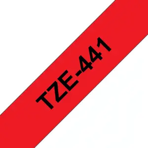Brother TZe Laminated Tape 18mm — Black on Red, 8 m, 1.8 cm width
