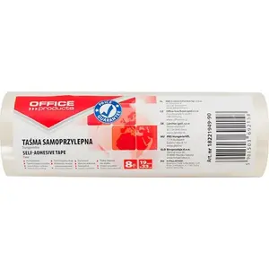 Office Products biroja līmlente 19 mm × 33 m, caurspīdīga, iep. 8 gab.