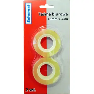Kancelejas lente TEKA 18 mm x 33 m, 2 ruļļi — caurspīdīga līmlente birojam