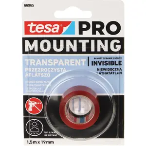 Mounting tape Tesa MOUNTING-PRO/TRANSPARENT/1.5x19 – double-sided transparent 1.5 mm x 19 mm