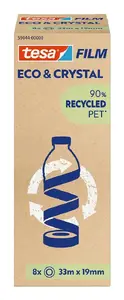 Līmējoša rokdarbu lente Tesa 59044-00000-00, caurspīdīga PET, 33 m × 19 mm, iepakojums 8 gab.