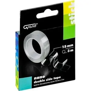 Divpusēja Nano līmlente Grand 15 mm × 3 m — caurspīdīga montāžas lente virsmām