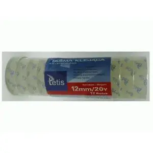 Iepakojuma līmlente Tetis 12 mm x 20 m, komplekts 12 ruļļu