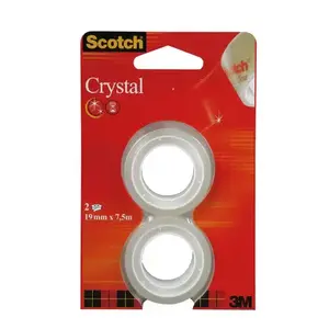 Kancelejas lenta Scotch 61975R2, 19 mm x 7,5 m, sarkana un balta, 2 gab.