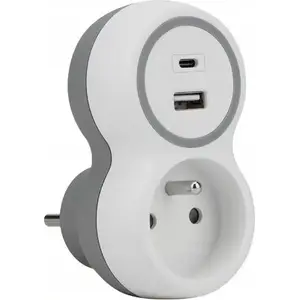 Сетевой удлинитель Plastrol W-72006 с одним розеточным блоком и портами USB-A и USB-C