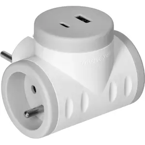 Разветвитель питания ORNO OR-AE-13281/G 2P+Z с зарядным 2x USB, серый
