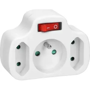 Разветвитель питания ORNO OR-AE-13191, 1x2P+Z на 2x2P/II с выключателем, белый