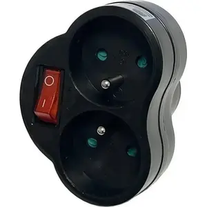 Power strip PREMIUMCORD DX-R2S dual-socket with switch, black