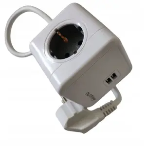Сетевой удлинитель KEL 4 розетки + 2 USB, кабель 1,5 м, AURA LINE