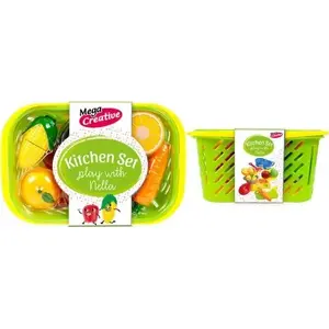 Rotaļu komplekts mega creative — Augļi un dārzeņi griešanai groziņā (rotaļu pārtika)