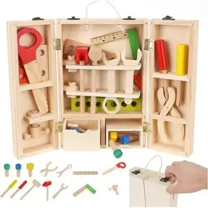 Ruhhy wooden tool box set model 22697 — children's wooden tools and storage case