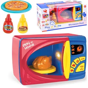 Детская микроволновая печь LEANToys модель 4846 — на батарейках, с аксессуарами для пиццы и курицы