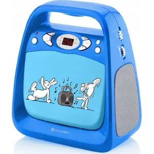 Портативная колонка GoGen BOMBOX BOBKARAOKEB — портативная Bluetooth-колонка с встроенным микрофоном (синий дизайн «кролики»)