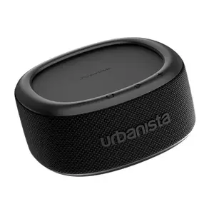 Pārnēsājams stereo skaļrunis Urbanista Malibu — bezvadu, ar iebūvētu pastiprinātāju un akumulatoru, taisnstūra, melns