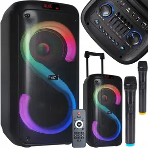 Портативная bluetooth-колонка LTC LXPA8810 с RGB, 2x8" динамиками, 400W, 2 микрофона, USB/SD/AUX/FM, 7200mAh
