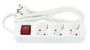 Power extension Alcasa PS013-W015 — 1.5 m cable, 3 Type E/F AC outlets, 16 A, 3500 W, indoor, white