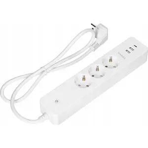 Удлинитель ORNO ORNO TUYA EXTENSION CORD 3 розетки с заземлением и 2× USB умный Wi‑Fi белый