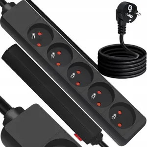 Power extension cord LTC LX9538CZ — 5 sockets with grounding, 5 m, black