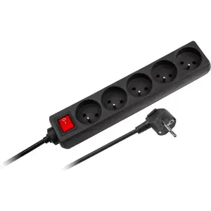 Barošanas pagarinātājs Rebel Electro 5 kontaktligzdas ar slēdzi, kabelis 3 m (1,5 mm²)