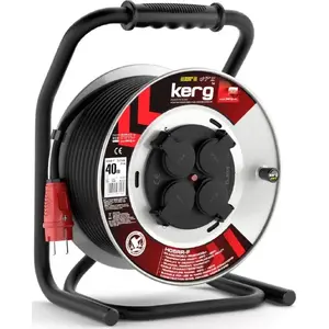 Barošanas pagarinātājs Kerg W2426 3G2.5 H05RRF 40 m melns EPR ar fiksētām ligzdām