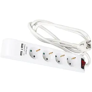 Удлинитель Asus KF-GSB-04KU3X1.5 4 розетки 1,4 м с USB 2.1 А и кабелями 3×1,5 мм²