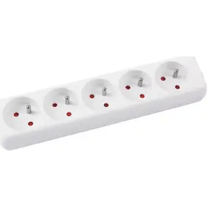 Удлинитель office products 5 розеток 1,5 м с заземлением, белый