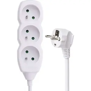 Удлинитель EMOS P0313 — 3 розетки, кабель 3 м, с заземлением, белый