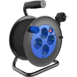 Удлинитель на катушке ORNO MINI, 4 розетки 2P+Z (Schuko), металлическая подставка, кабель H05VV-F 3x1,0 мм² — 15 м