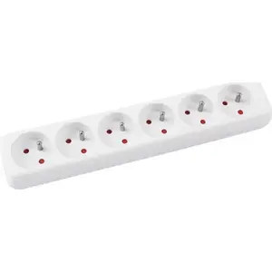 Удлинитель office products, 6 розеток, кабель 3 м, с заземлением, белый