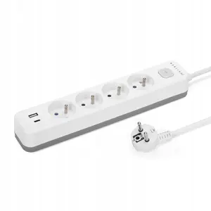 Power extension strip MONTIS MT186-WG-1,5 — 4-socket with USB, 1.5 m, white-gray