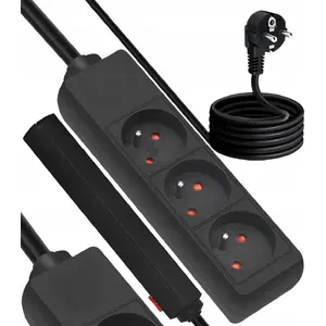Power extension cord LTC LX9530CZ — 3 sockets with grounding, 1.5 m, black