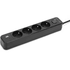 Power Extension Cable MONTIS MT186-BK-5 — 4-socket + USB, 5 m, black