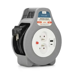 Катушка-удлинитель MONTIS MT188-10 10 м кабель, 2 розетки, серый