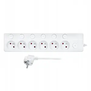 Pagarinātājs Solight 3 m, 3×1,0 mm², balts, 6+1 ar slēdžiem