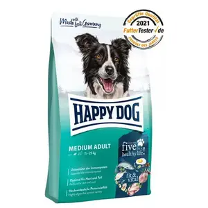 Сухой корм для собак Happy Dog fit & vital Medium Adult — для средних пород 11–25 кг, вкусы: яйцо, рыба, ягнёнок, птица, лосось
