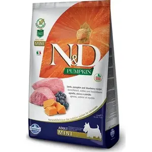 Sausais barības produkts suņiem Farmina N&D Pumpkin bez graudiem Jērs un Mellenes Adult Mini 800 g